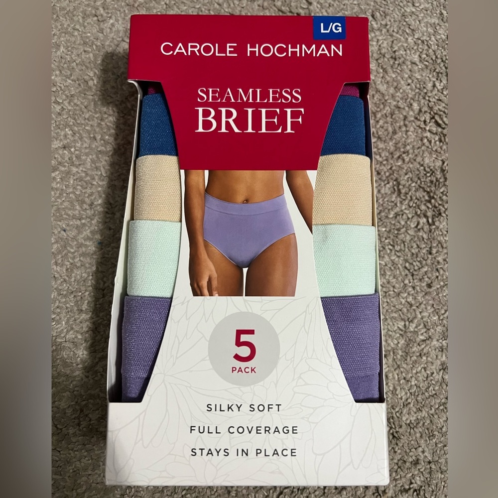 Brand New in box, Carole Hochman Womens' Seamless Brief, 5-pack (L)
